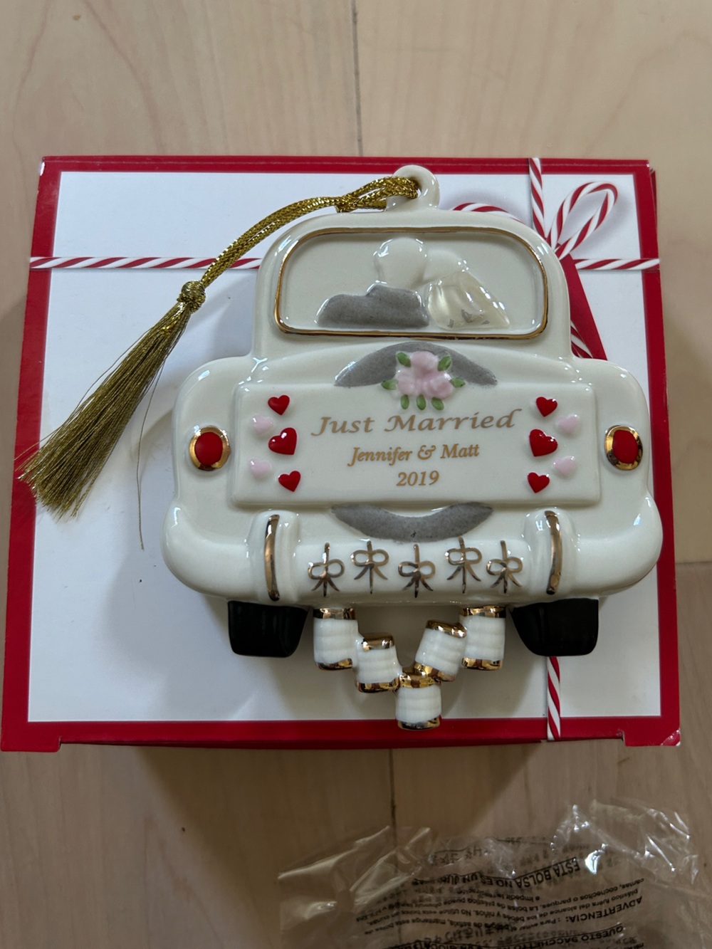 Lenox Personalized Just Married Car Keepsake Ornament Jennifer & Matt 2019